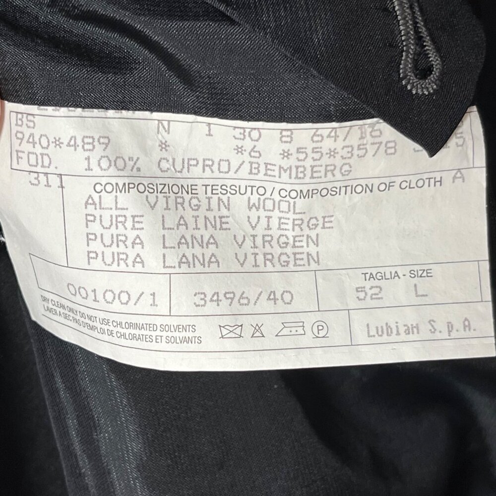 Lubiam 1911 Mens Black Satin Shawl Lapel Wool Tuxedo Jacket Sz 52L - Picture 6 of 12